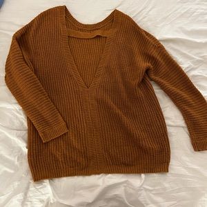 Open back, burnt orange sweater